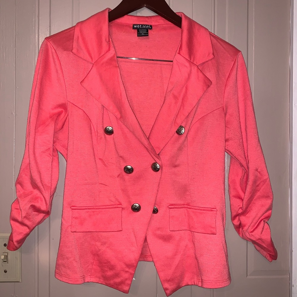 Coral Cotton Blazer